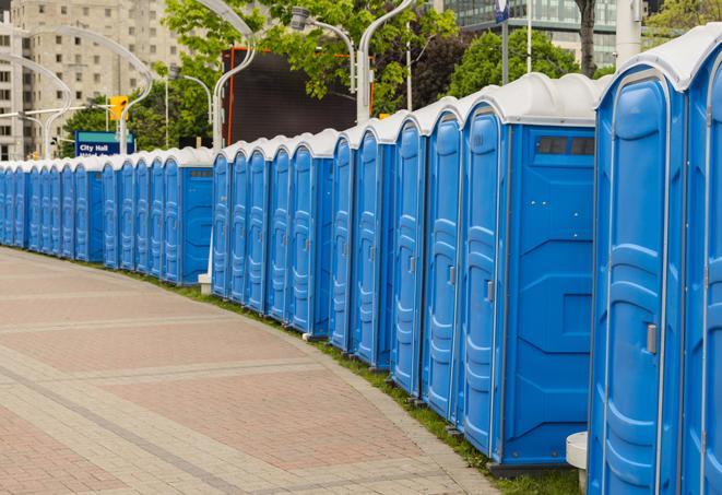 Seasonal porta potty units set up at a Greensburg, Pennsylvania venue